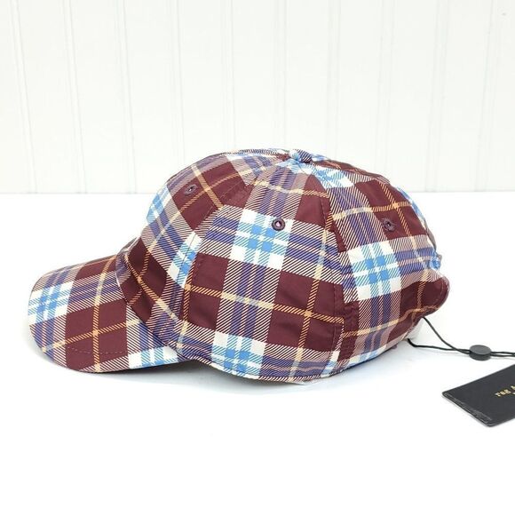 Rag & Bone Unisex Addison Baseball Cap in Burgundy Plaid - Picture 7 of 12